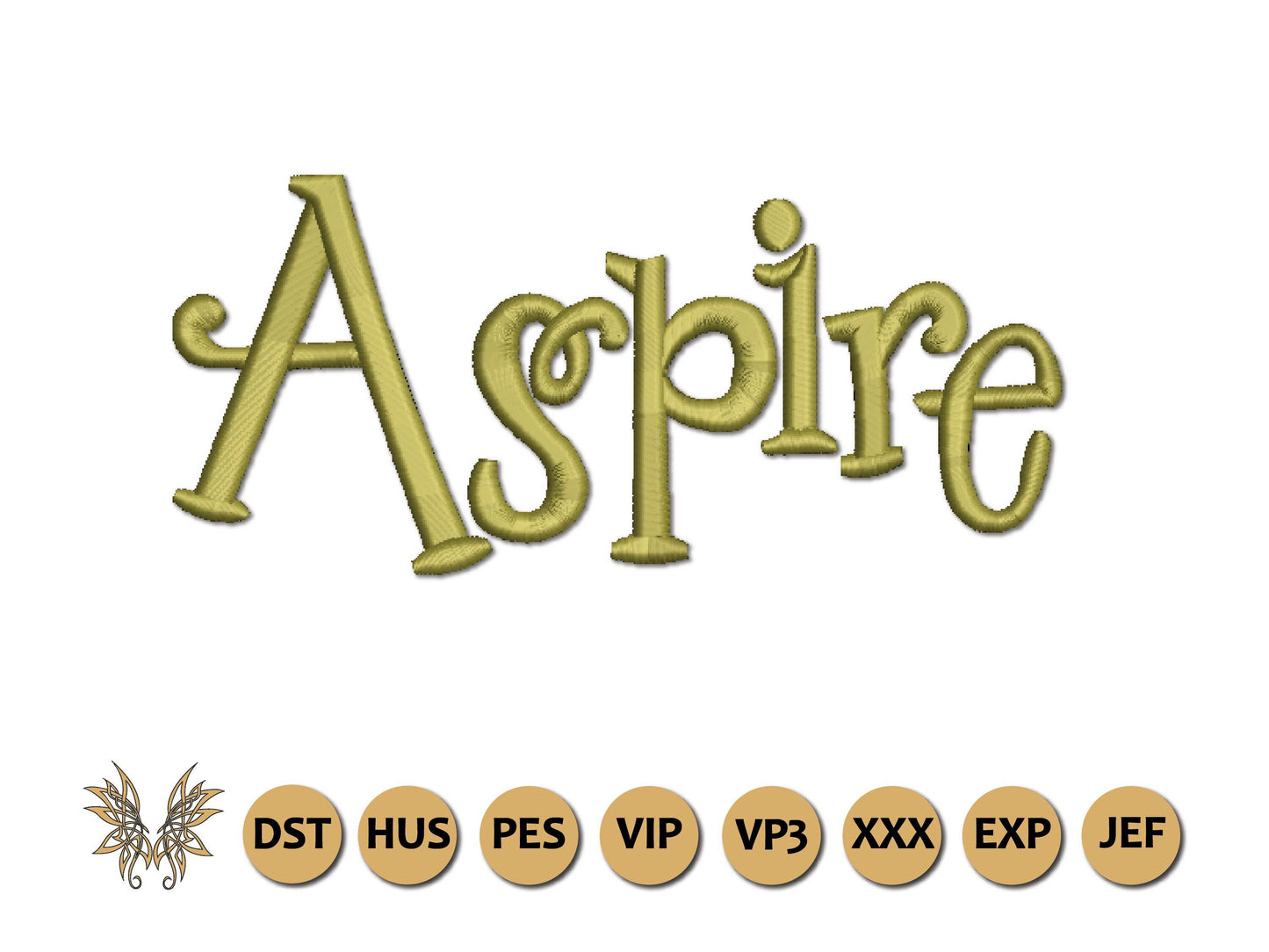 Aspire Machine Embroidery Design Inspiration, Stylized Font Text, Word Art for Positive Mood Motivational Decor for Teenage Girls, INSTANT DOWNLOAD