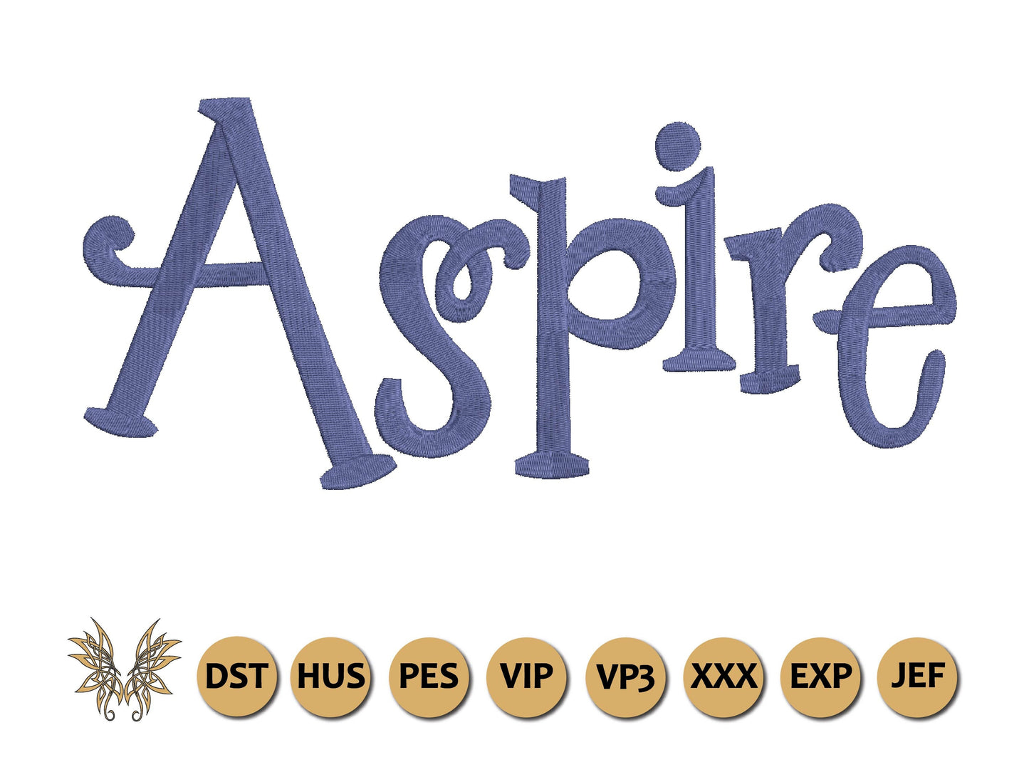 Aspire Machine Embroidery Design Inspiration, Stylized Font Text, Word Art for Positive Mood Motivational Decor for Teenage Girls, INSTANT DOWNLOAD