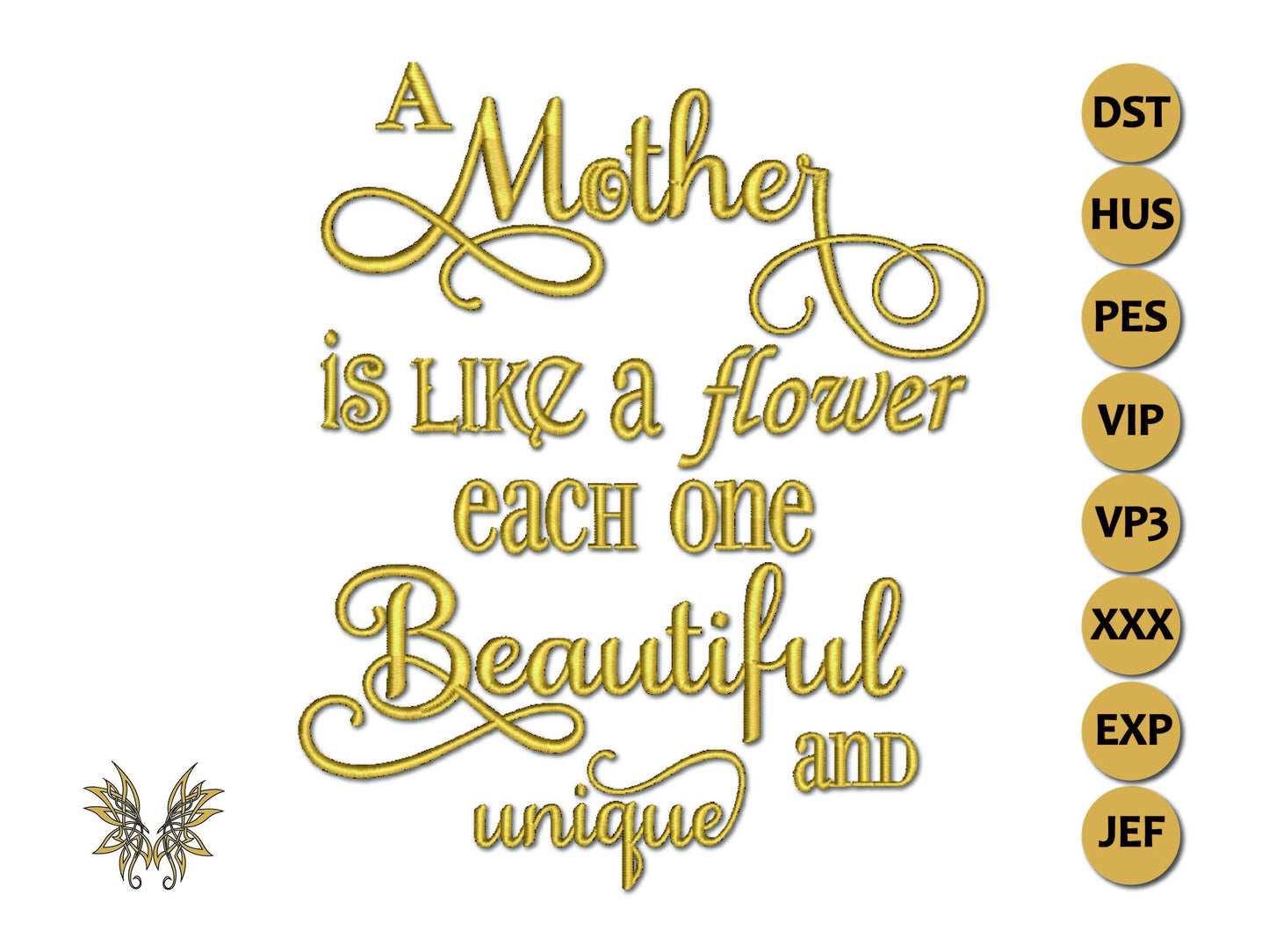 A Mother is Like a Flower Machine Embroidery Design, Oversize for 350x200 hoops, Embroidered Gift for Mother, INSTANT DOWNLOAD