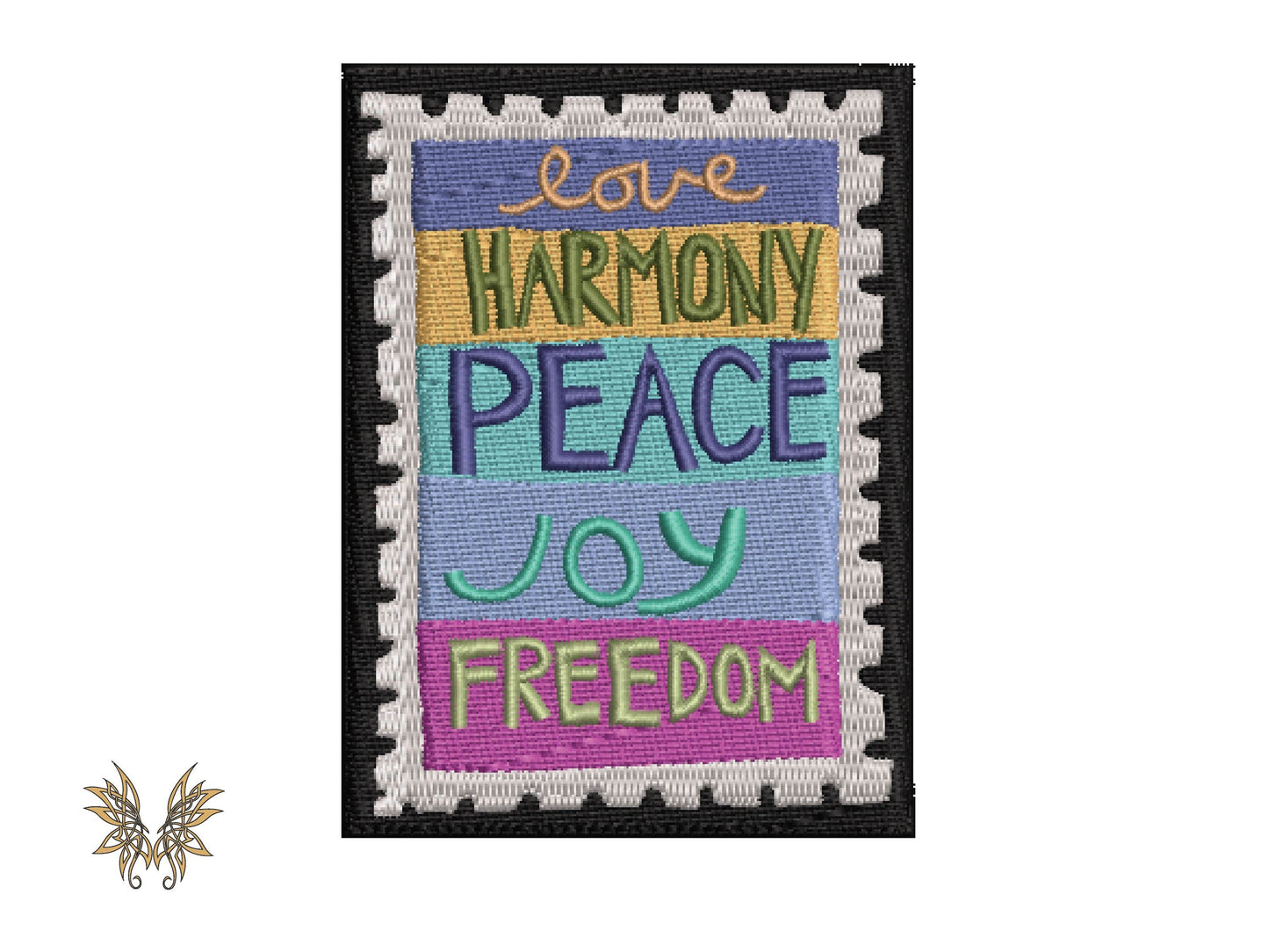 Word Stamp Machine Embroidery Design, DIGITAL DOWNLOAD DIY Embroidered Patch for Retro Jean Jacket Decoration, Teen Room Decor, Instant Download