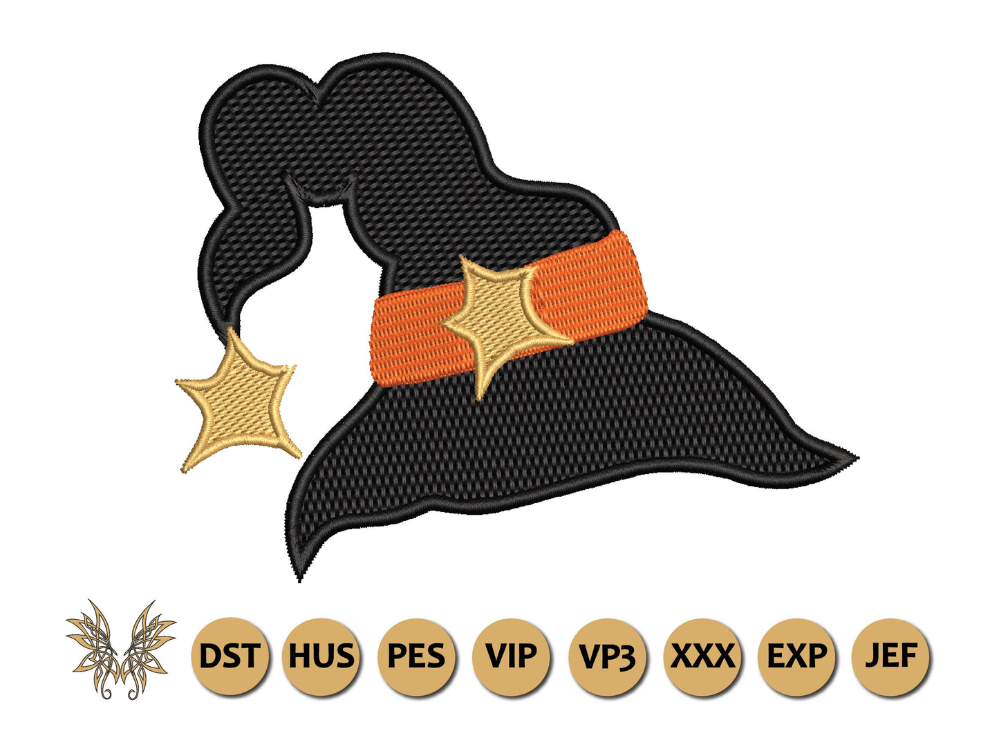 Witch Hat Machine Embroidery Design in 4 sizes, 8 formats, Black Witches Hat, All things Witchy, INSTANT DOWNLOAD