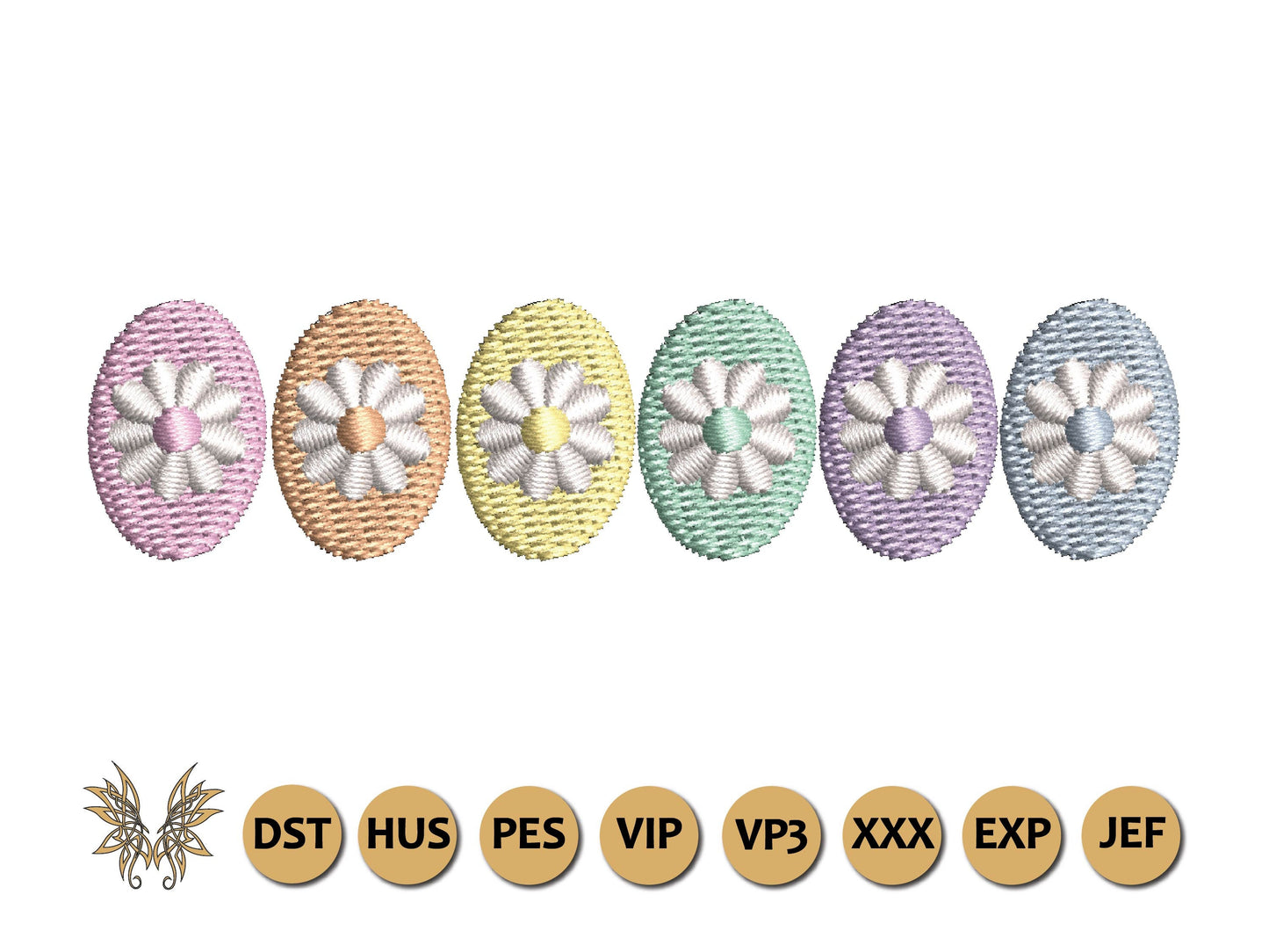Small Daisy Border Machine Embroidery Design for Retro Jean Jacket Pocket Topper, One size for 4 x 4 hoop in 8 formats, Instant Download