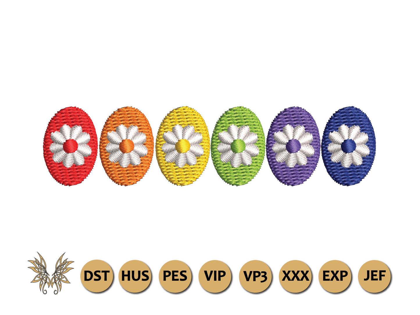 Small Daisy Border Machine Embroidery Design for Retro Jean Jacket Pocket Topper, One size for 4 x 4 hoop in 8 formats, Instant Download