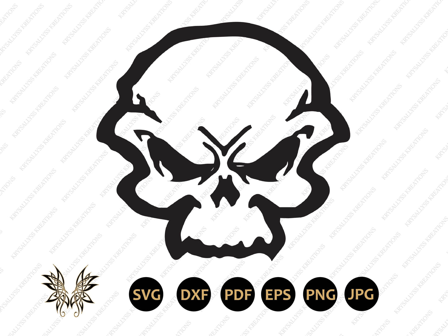 Skull SVG Scary Cutting Files for Goth Themed Celebration, INSTANT DOWNLOAD