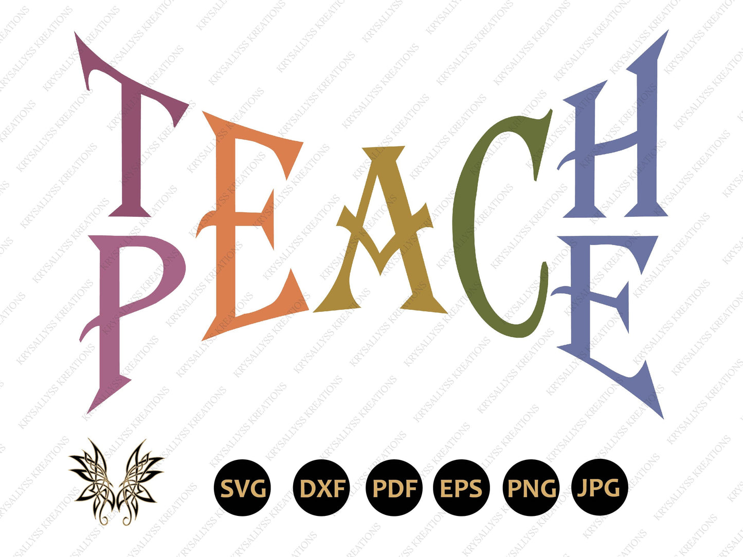 Teach Peace SVG, Simple Text Cutting Files for Sublimation, Vinyl and Printing , INSTANT DOWNLOAD
