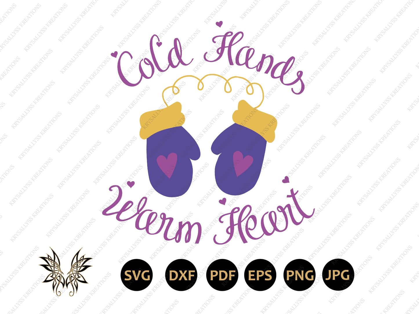 Cold Hands Warm Heart Mittens SVG, Cozy Winter Country Farmhouse Cutting Files, INSTANT DOWNLOAD