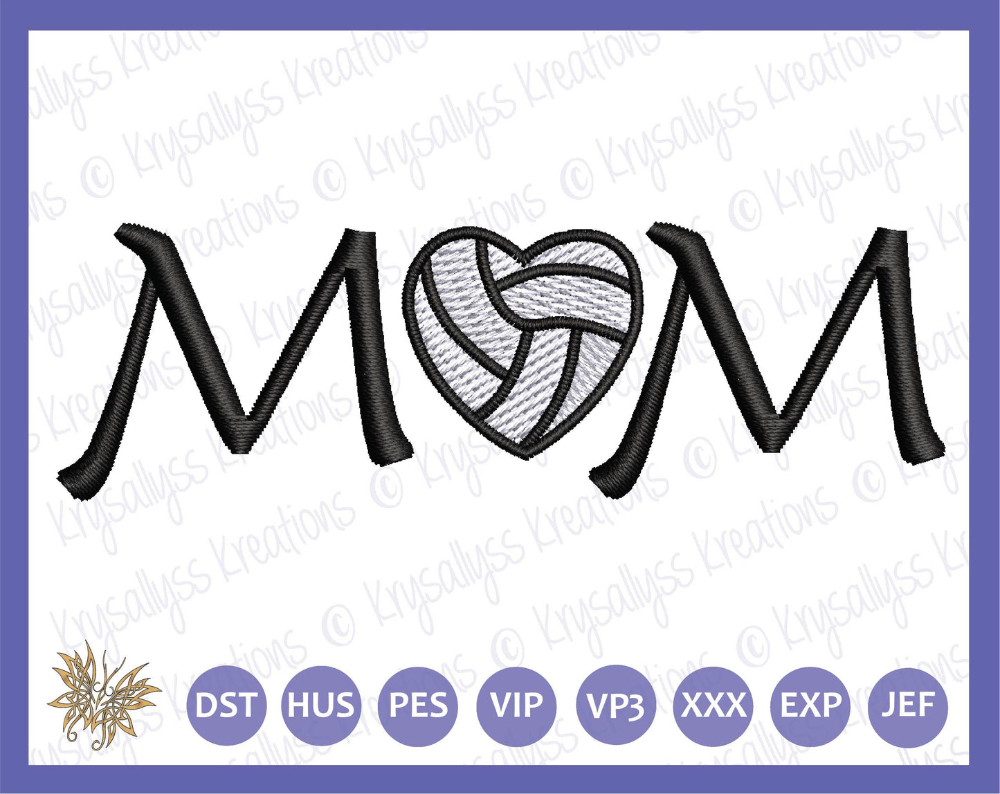 Volleyball Mom Machine Embroidery Design, Sports Mother Embroidered File, 3 sizes for sweatshirt or jacket for favorite fan INSTANT DOWNLOAD