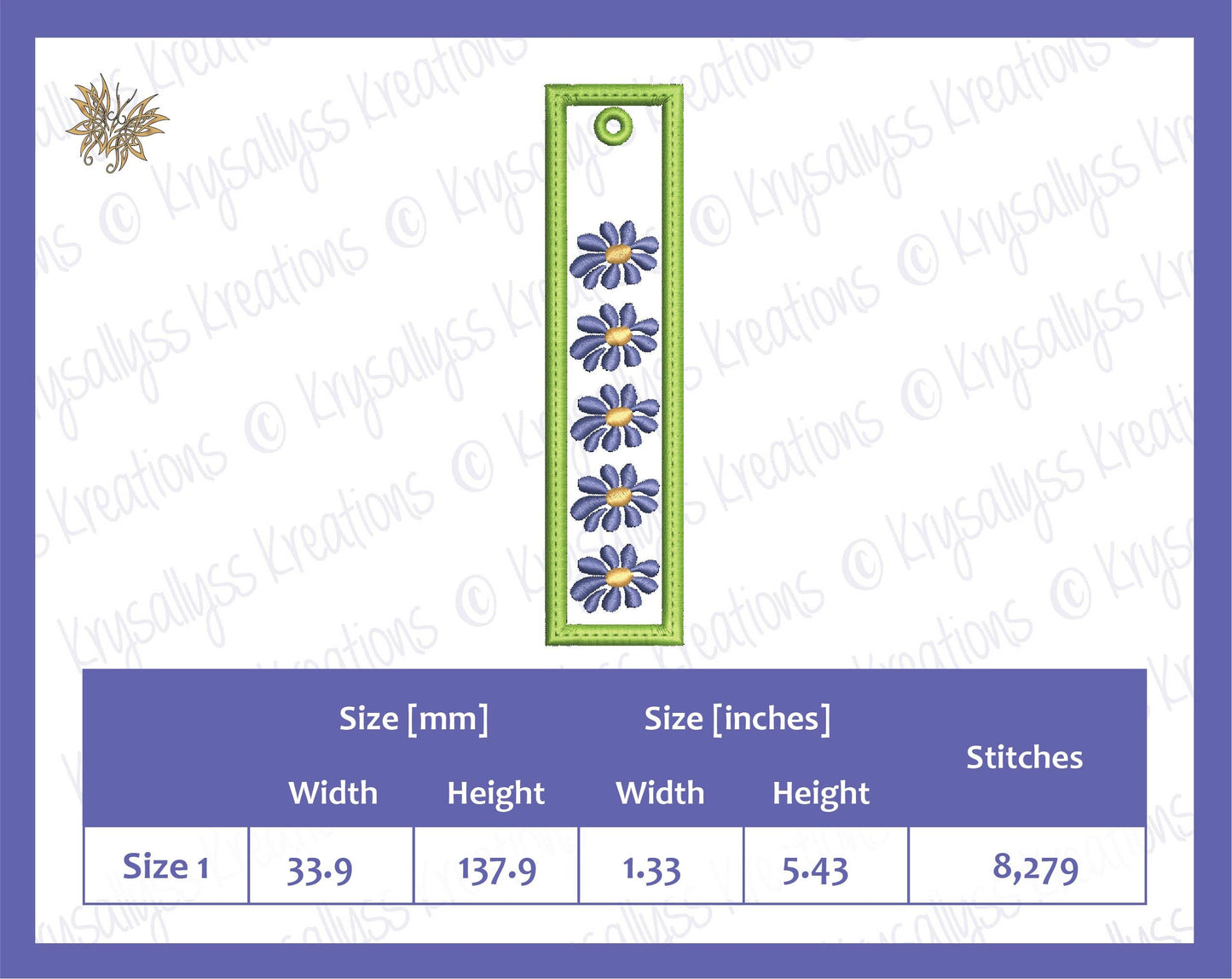 Daisy ITH Bookmark Embroidery Design, quick stitch gift for an avid reader, 5x7 Hoop, Instant Download, Floral page holder