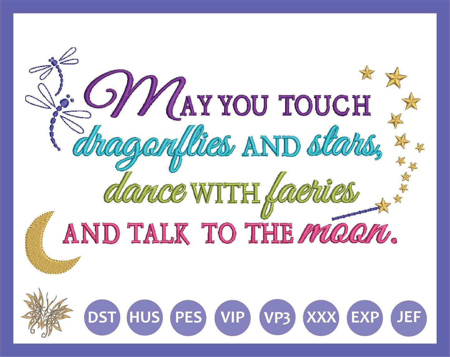 Dragonflies Faeries Stars Machine Embroidery, Design Inspiration, Mystical Fantasy Reading Pillow Embroidery, INSTANT DOWNLOAD