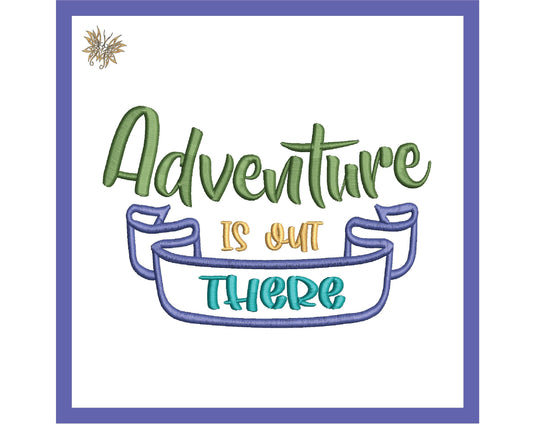 Adventure Machine Embroidery Design with Saying suitable for Mug Rugs, Mantel Pillow. Teen, Tween or Young Adult Reading Pillow. 4"x4" 5"x7"