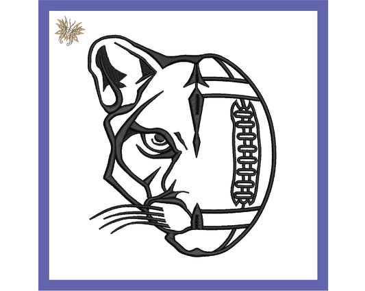 Cougar Football Machine Embroidery Design File. Quick to Stitch with only 2 trims, available in 3 sizes and 8 formats. Download now