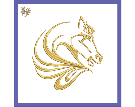 Horse Head Silhouette Machine Embroidery Design, Equestrian Art Embroidery Pattern , INSTANT DOWNLOAD