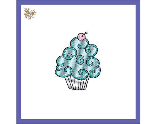 Tiny Cute Cupcake Machine Embroidery Design File for tea towels, aprons, Baby clothing or  for DIY birthday party decor. Digital Download