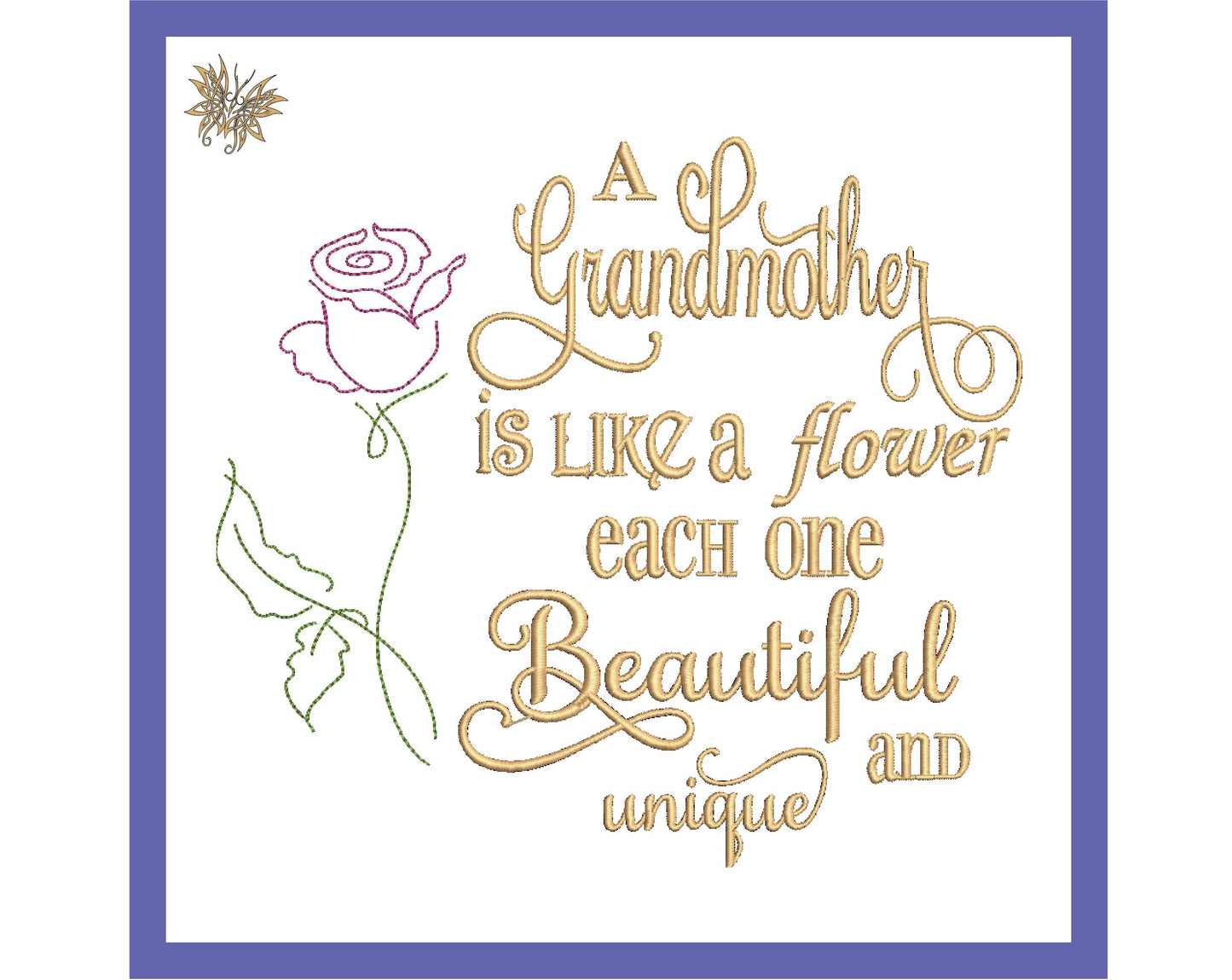 A Grandmother is Like a Flower Machine Embroidery Design, Reading Pillow Embroidery, Gift for Mother, INSTANT DOWNLOAD