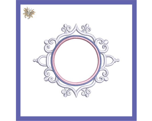 Monogram Applique Frame Machine Embroidery Design fits in 4"x4" hoop, suitable for Mug Rugs or Towels