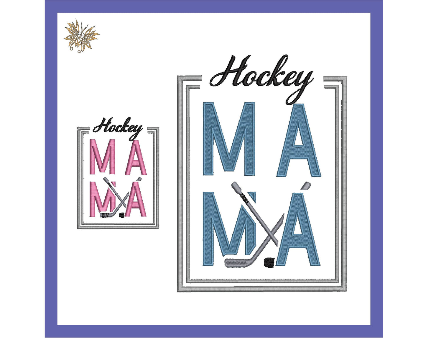 Hockey MaMa Machine Embroidery Design File for 4x4 and 8x12 hoops. Sized for left chest, sleeve and full front or back jacket or sweatshirt