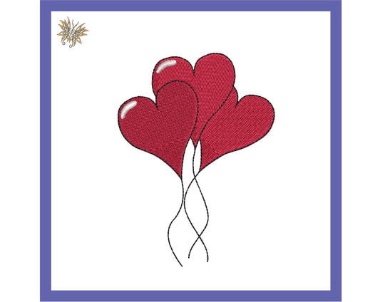 Heart Balloons Machine Embroidery, Instant Download