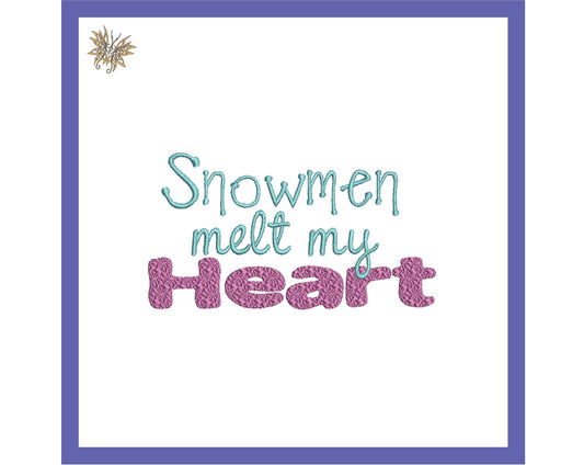 Snowmen Melt My Heart Machine Embroidery, Rustic Farmhouse Decor, Instant Download