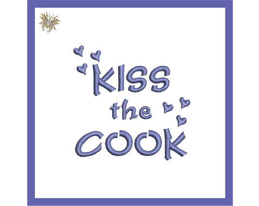 Kiss the Cook Machine Embroidery Design, Chef Apron Embroidery, Husband Gift, Boyfriend Gift, INSTANT DOWNLOAD