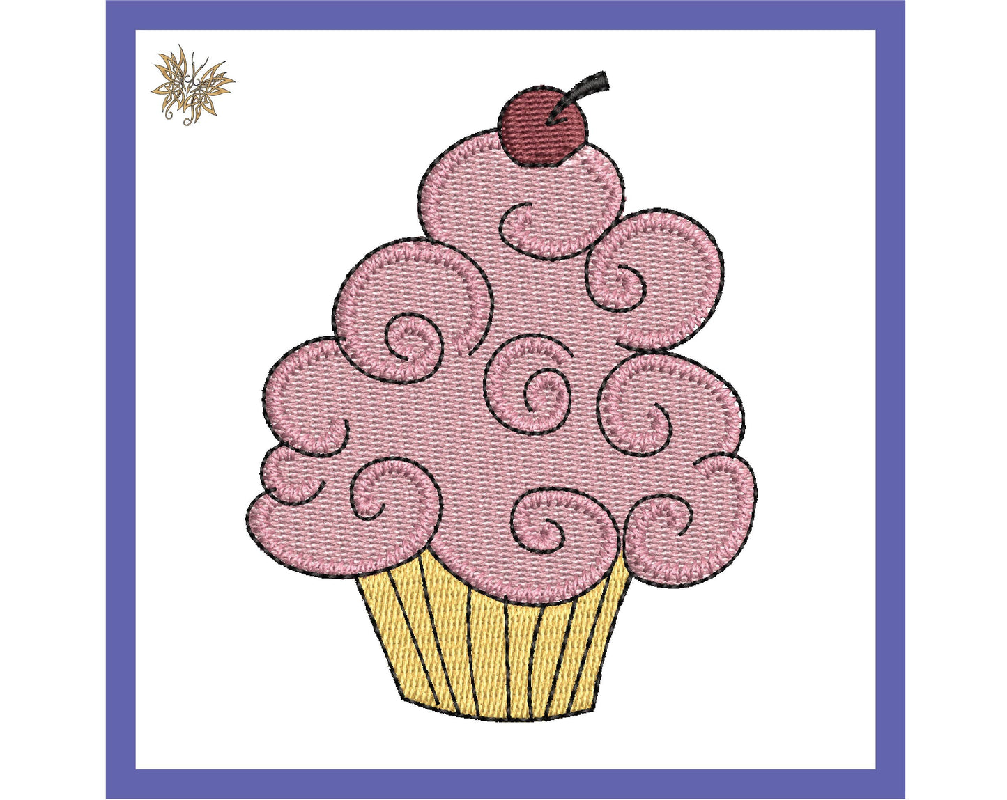 Cute Cupcake Machine Embroidery Design File for tea towels, aprons, sweatshirts, or pillows for DIY birthday party decor. Digital Download