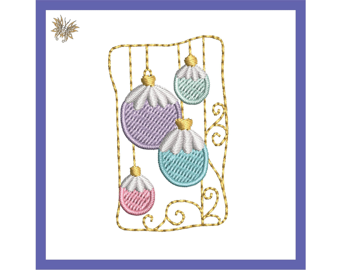 Small Hanging Ornaments Embroidery Design Pattern for Ornaments, Mug Rugs, Mantel Pillows in 3 sizes and 8 formats all for 4x4 hoop