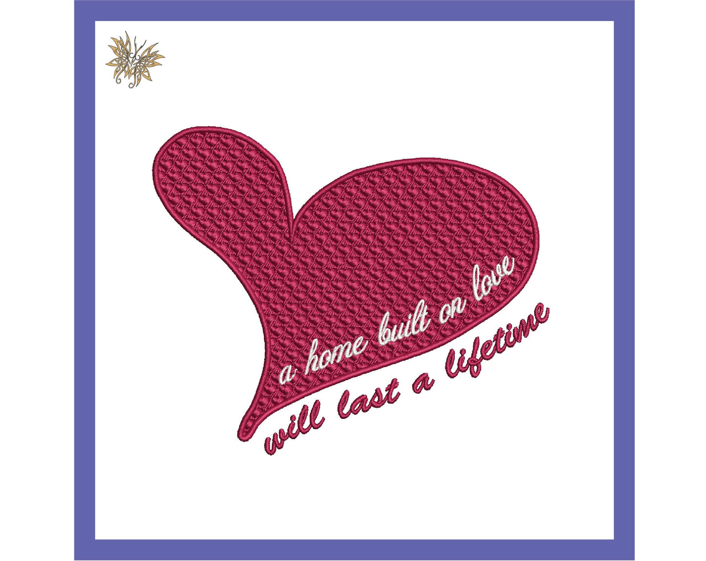 Home Built on Love Heart Machine Embroidery Design, Housewarming Gift, Tea Towel Embroidery, Farmhouse Decor Pillow, Instant Download