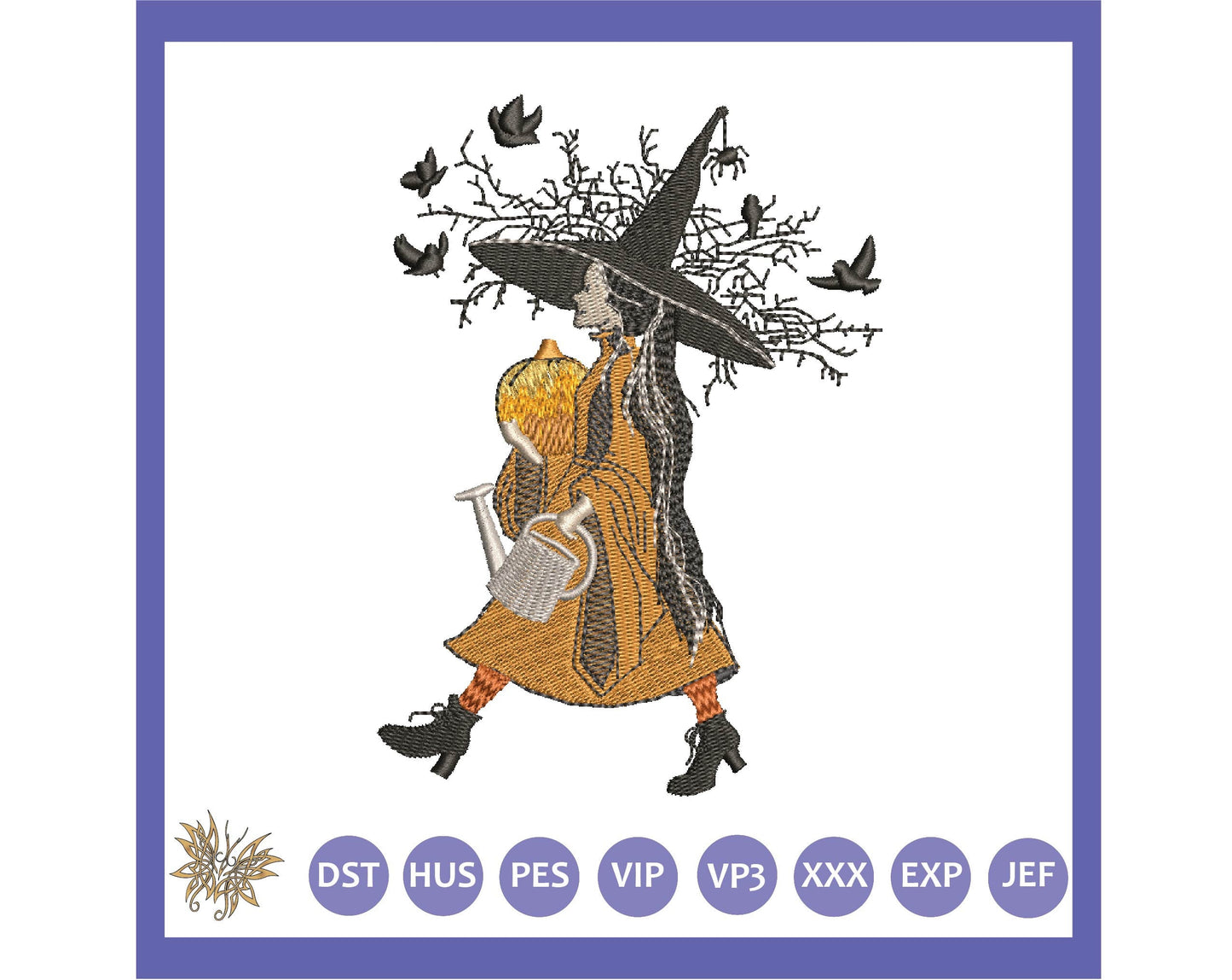 Halloween Witch Machine Embroidery Design in 1 size and 8 formats, Black Witches Hat, All things Witchy, INSTANT DOWNLOAD