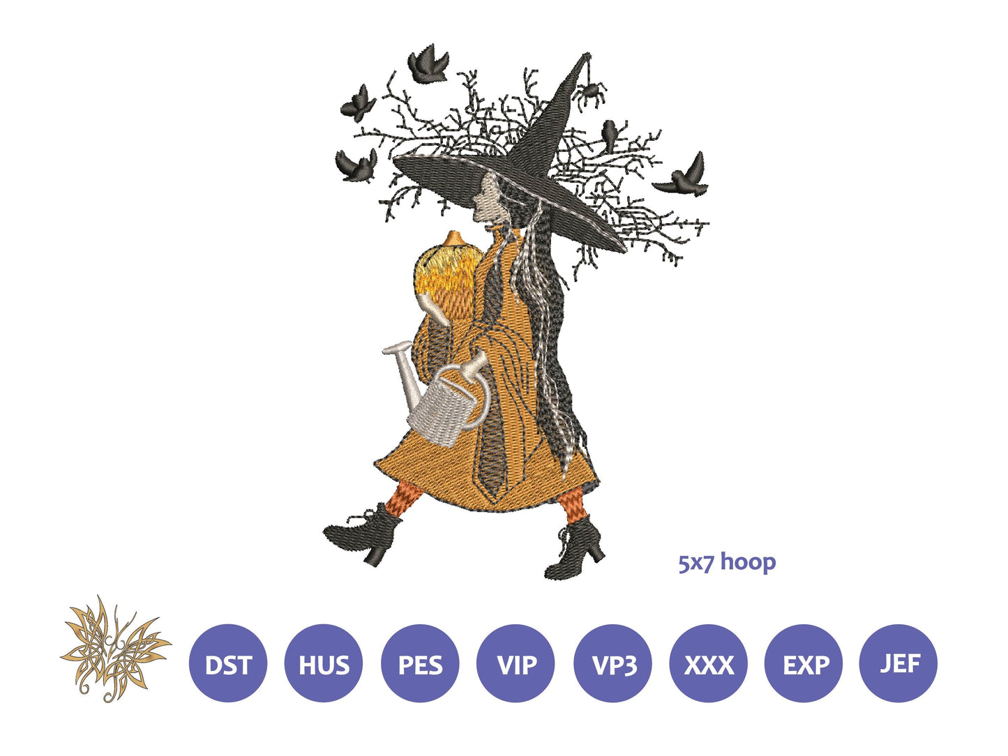 Halloween Witch Machine Embroidery Design in 1 size and 8 formats, Black Witches Hat, All things Witchy, INSTANT DOWNLOAD