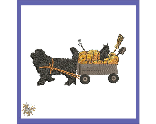 Dog and Cat Halloween Harvest Helpers Machine Embroidery Design in 1 size and 8 formats, Autumn Pumpkins All things Witchy, INSTANT DOWNLOAD